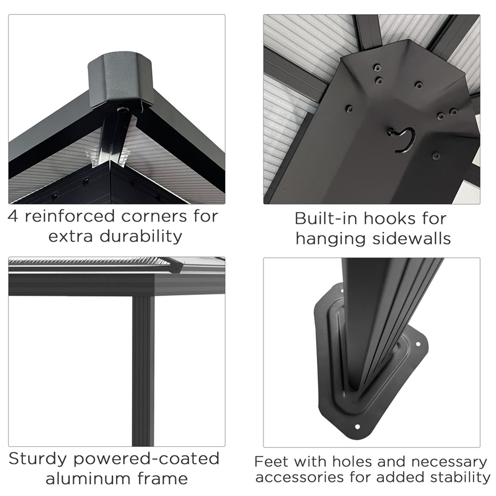 Outsunny 4 x 3.6m Black Canopy Gazebo with Hardtop Image 5
