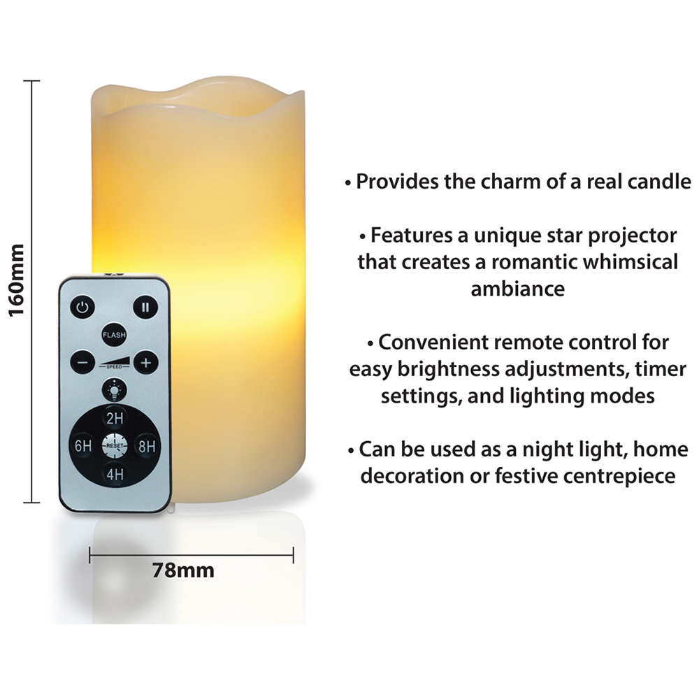 St Helens White Star LED Candle Projector Image 9
