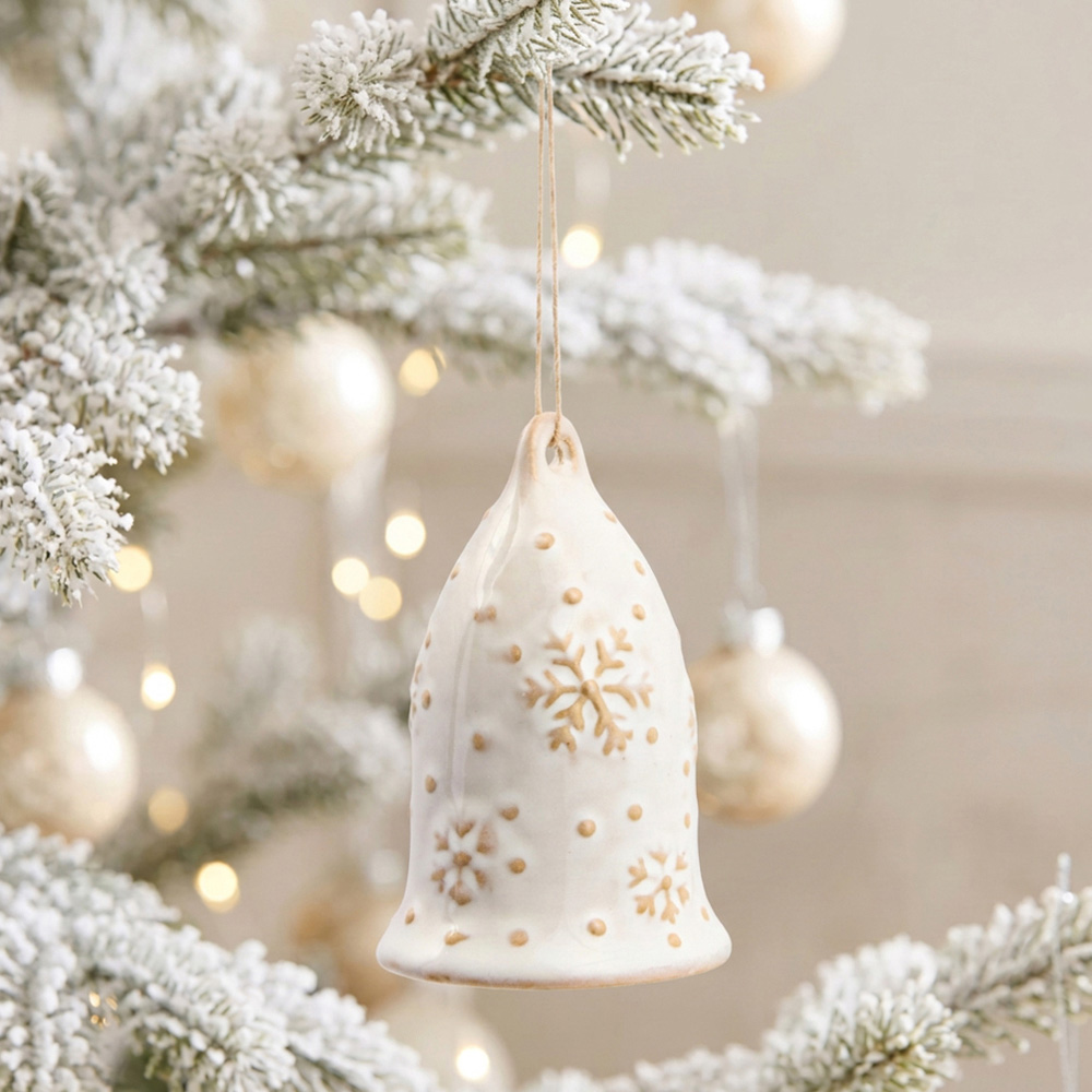 Snowflake Bell Hanger Cream Image 2