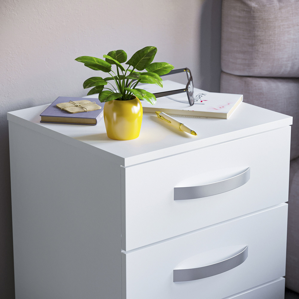 Vida Designs Hulio 3 Drawer White Bedside Table Image 3