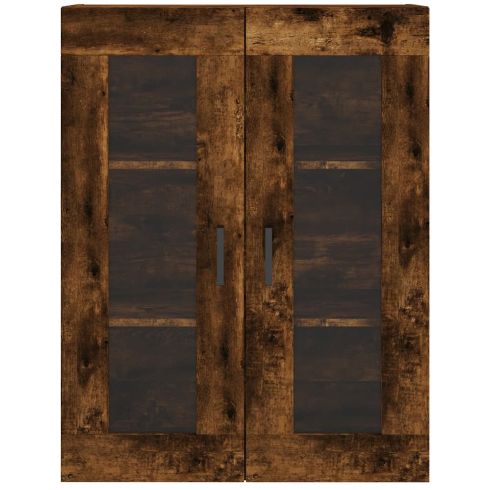 vidaXL 2 Glass Door Brown Smoked Oak Wall Mounted Cabinet Image 7