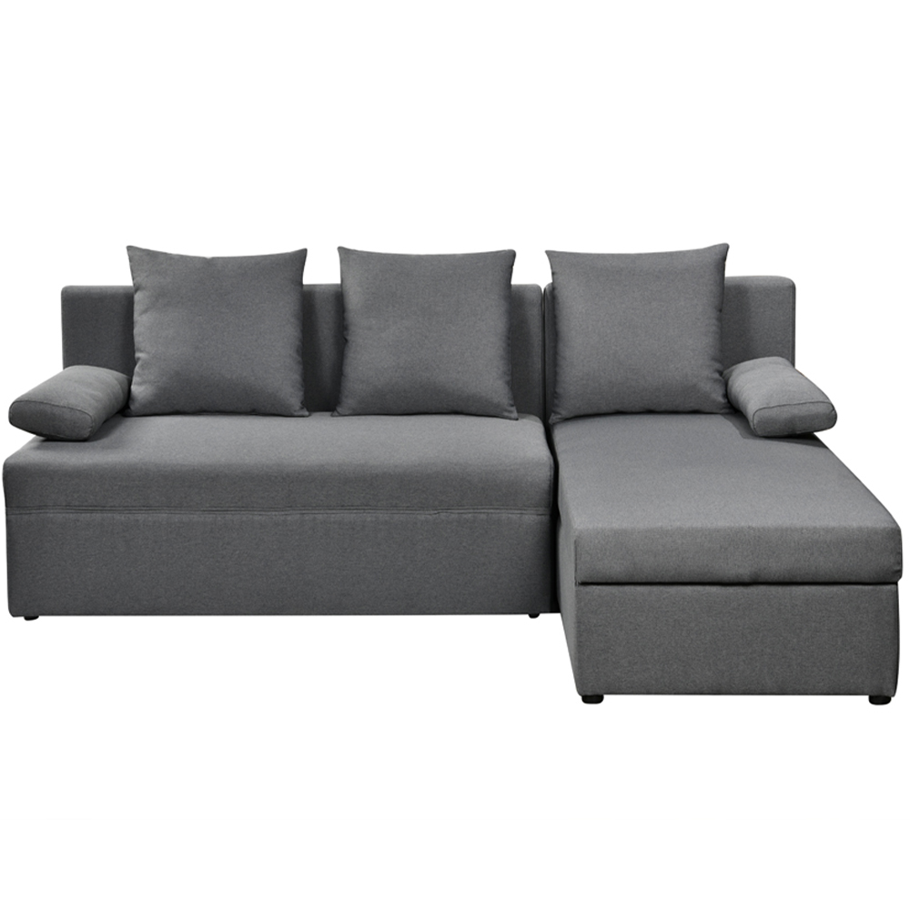Comfy Living 3 Seater Grey Linen L Shaped Corner Sofa Bed with Storage Image 3