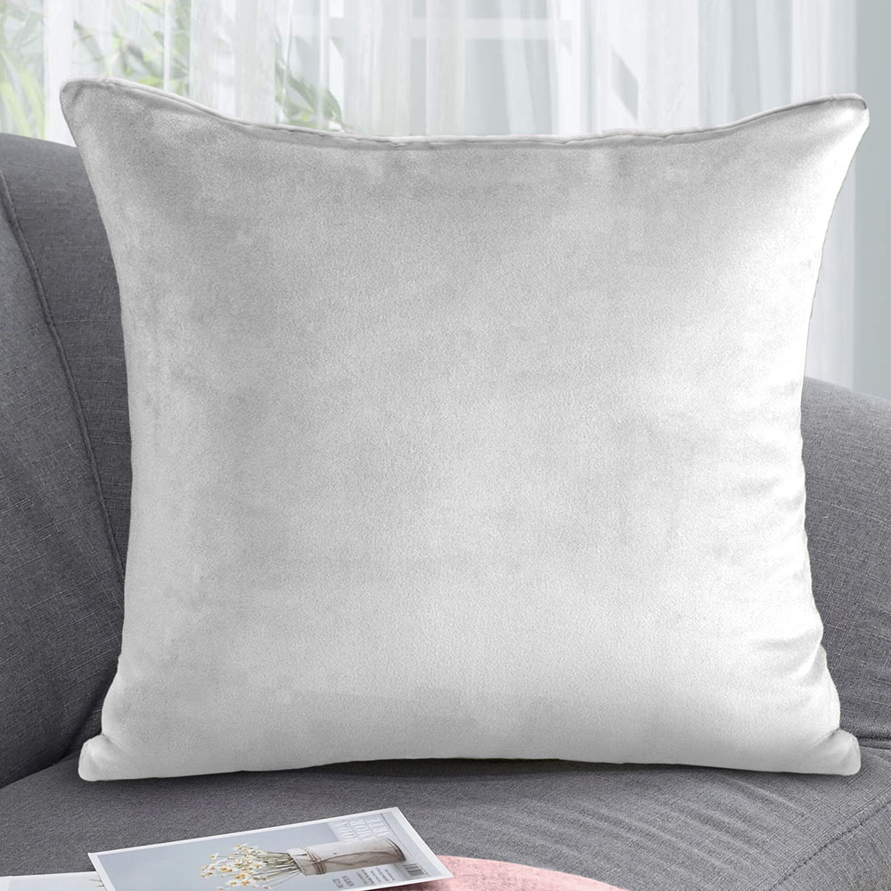 Velosso Luna Velvet Plain White Filled Cushion 43 x 43cm 2 Pack Image 2