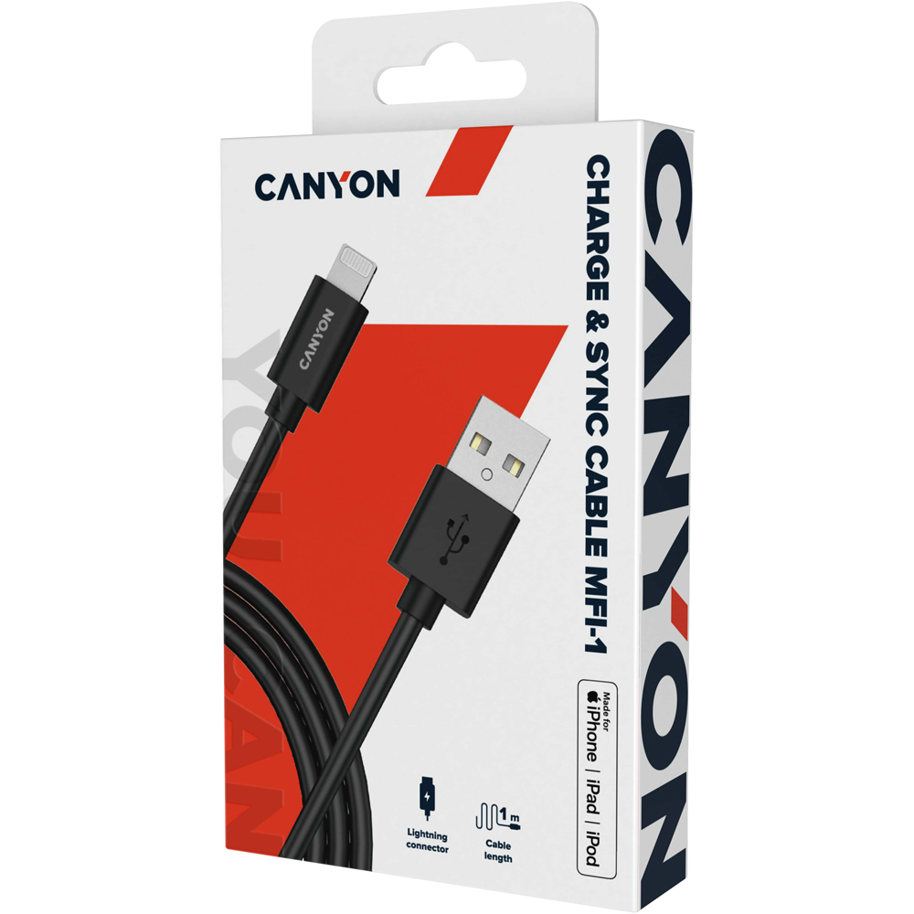 Canyon Black Charge and Sync MFI Cable 1m Image 2