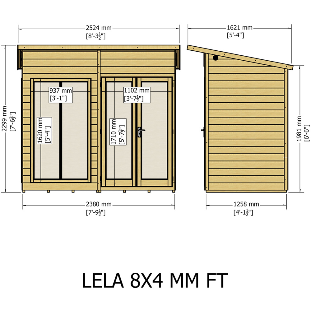 Shire Lela 8 x 4ft Double Door Summerhouse Image 8