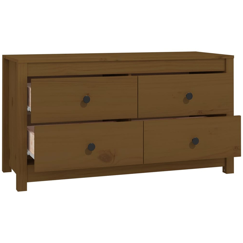 vidaXL 4 Drawer Honey Brown Solid Pine Wood Sideboard Image 3