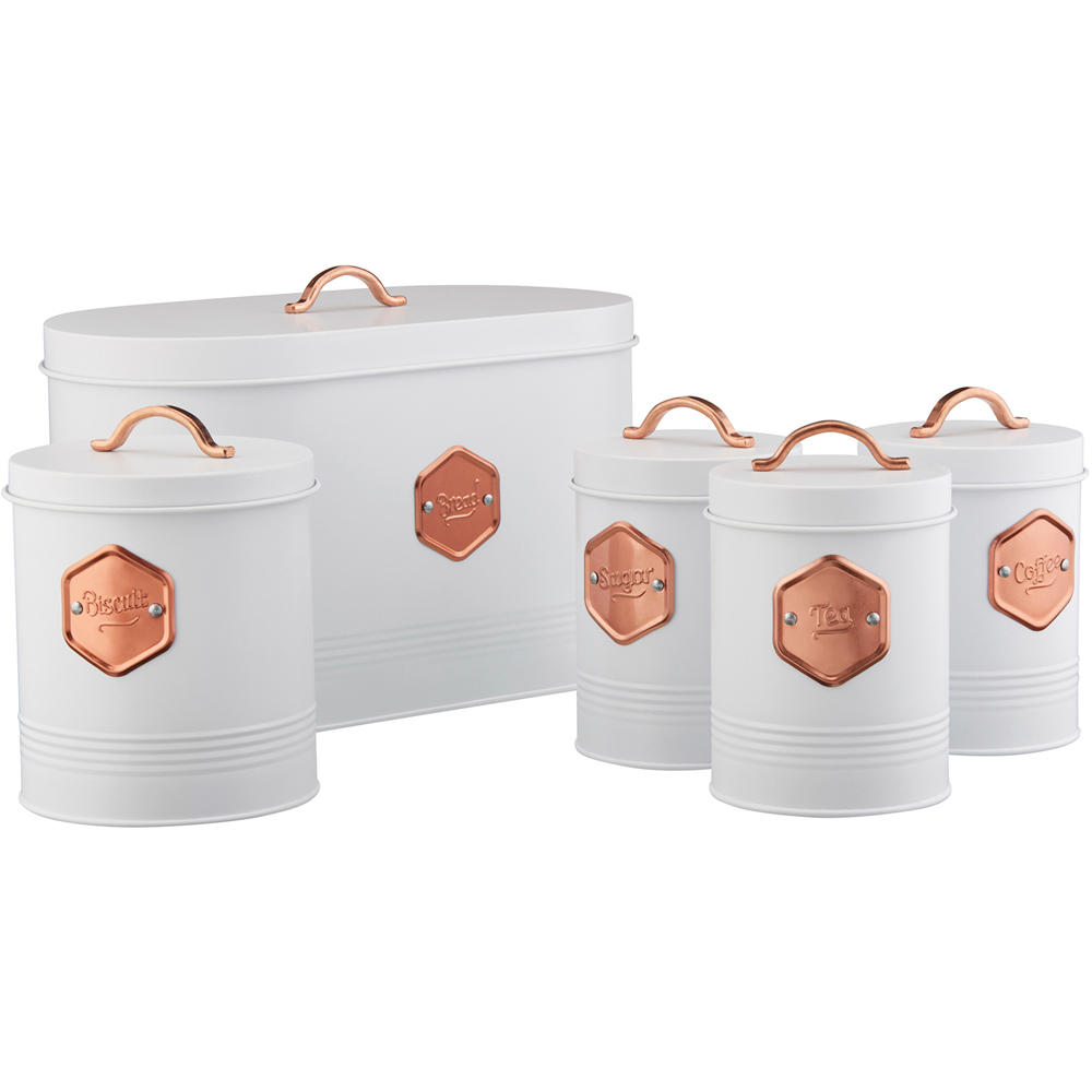 Cooks Professional G3571 White and Copper 5 Piece Kitchen Storage Set Image 1