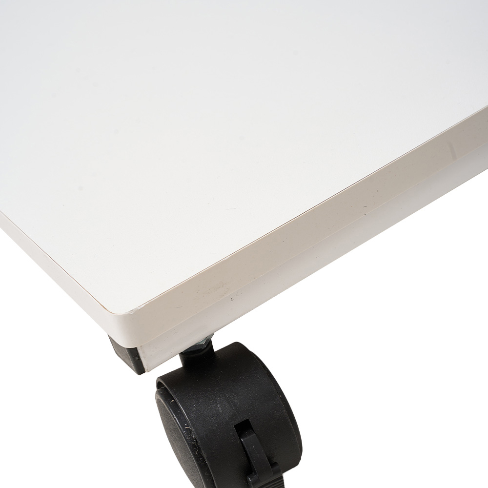 Living and Home White C-Shape Side Table with Lockable Castors Image 5