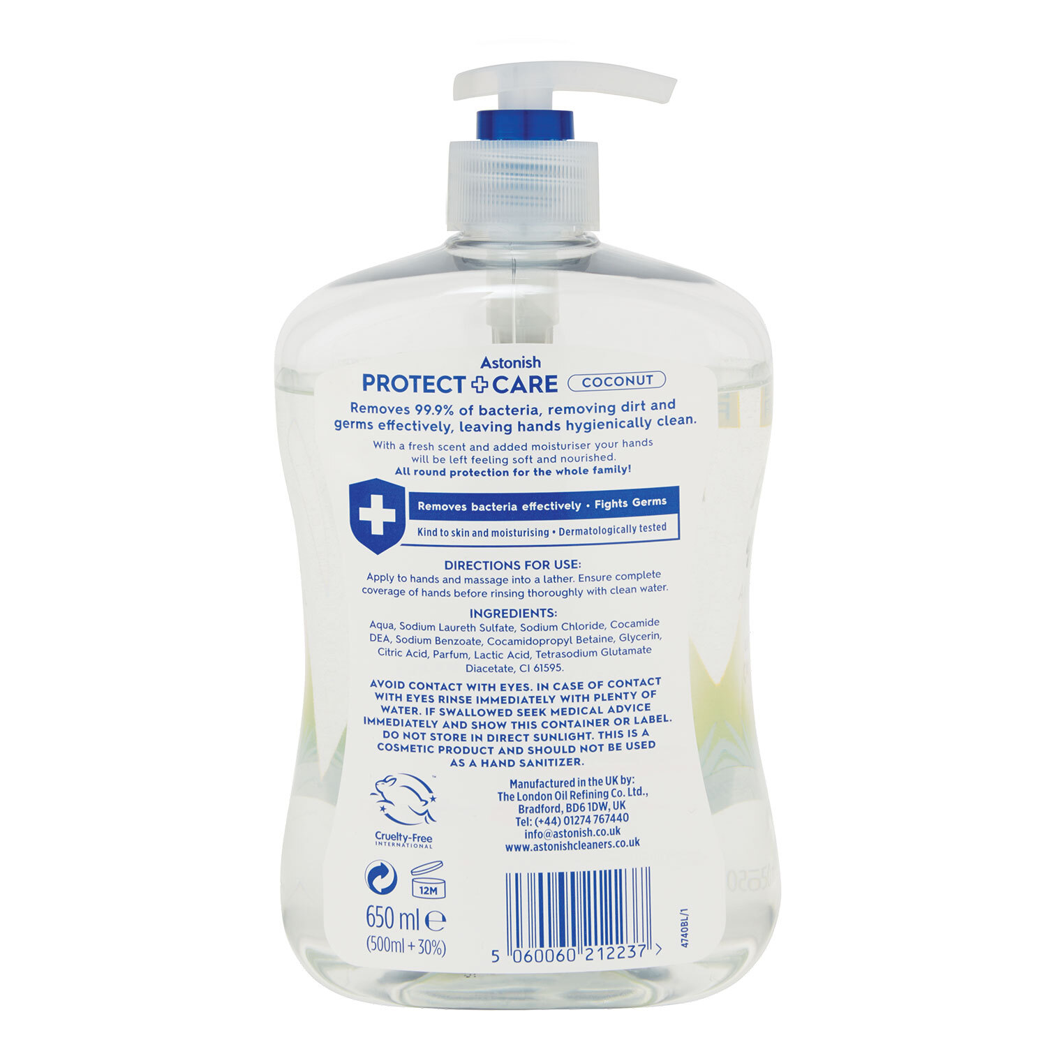 Astonish Protect and Care Coconut Anti-Bacterial Handwash 650ml Image 2
