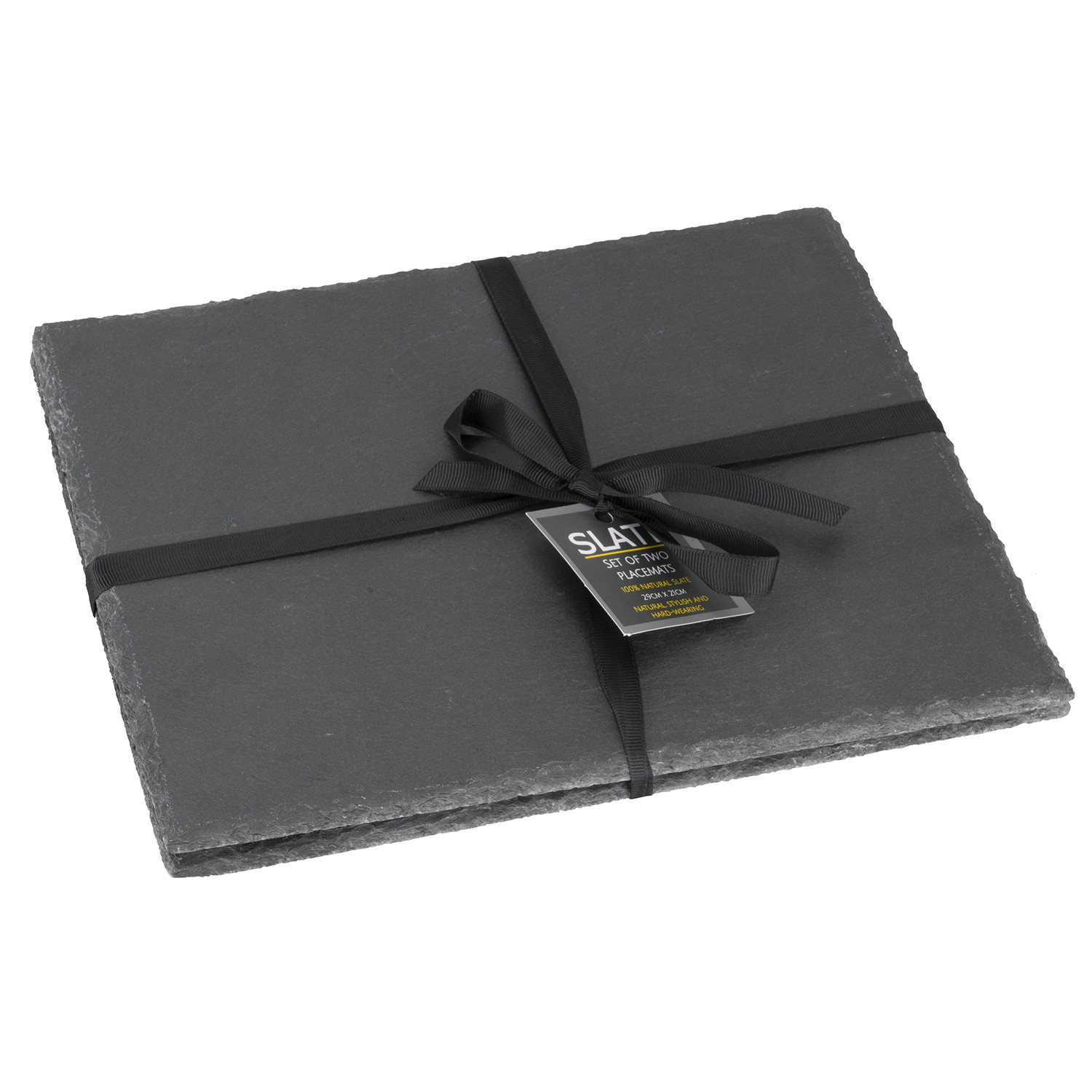  Slate Black Rough Edge Placemats 2 Pack Image 1