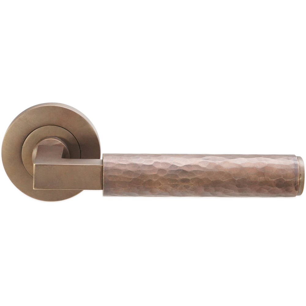 Spira Brass Hammered Knurlmond Matt Antique Lever on Rose Door Handle 2 Pack Image 3