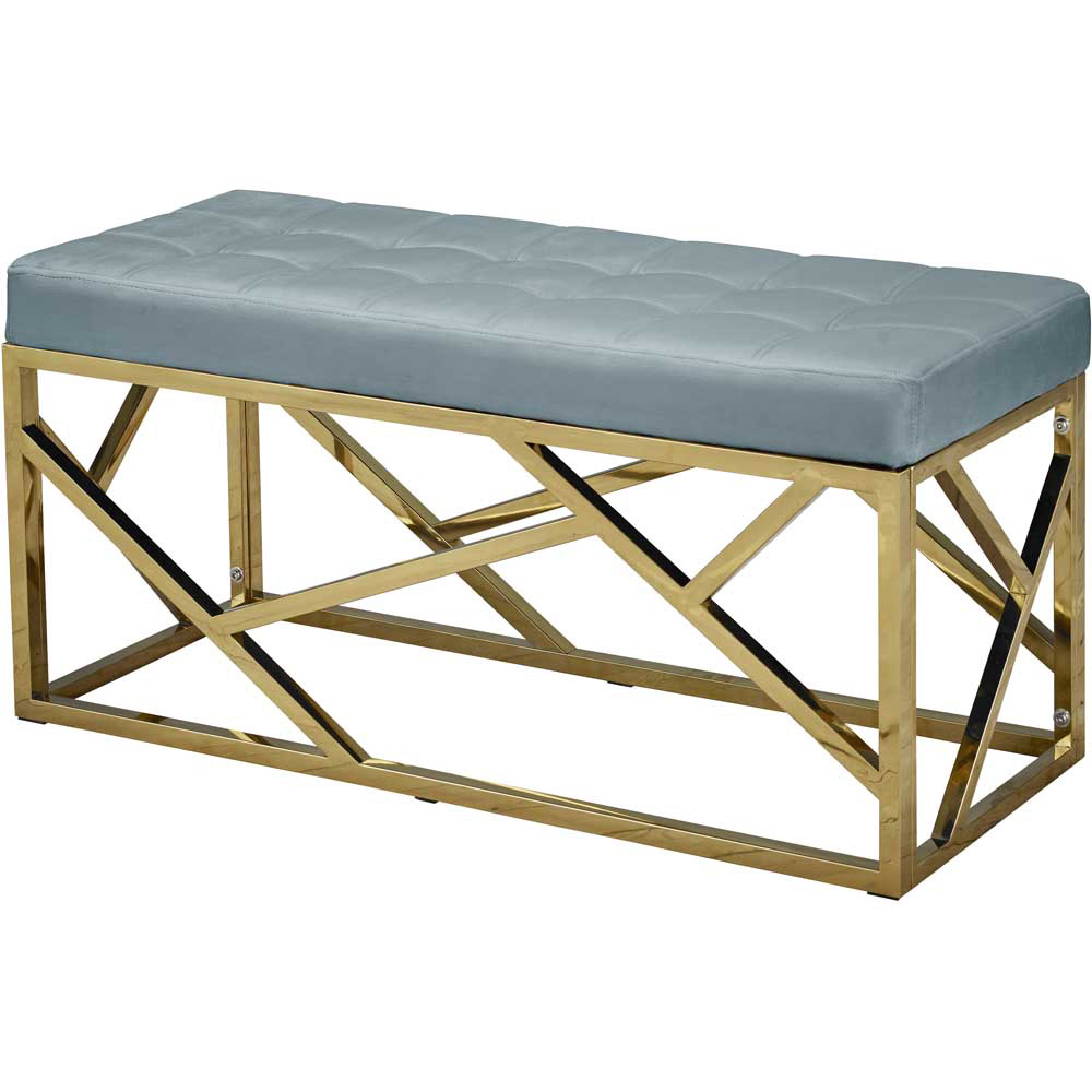Renata 2 Seater Green and Gold Dining Bench Image 2