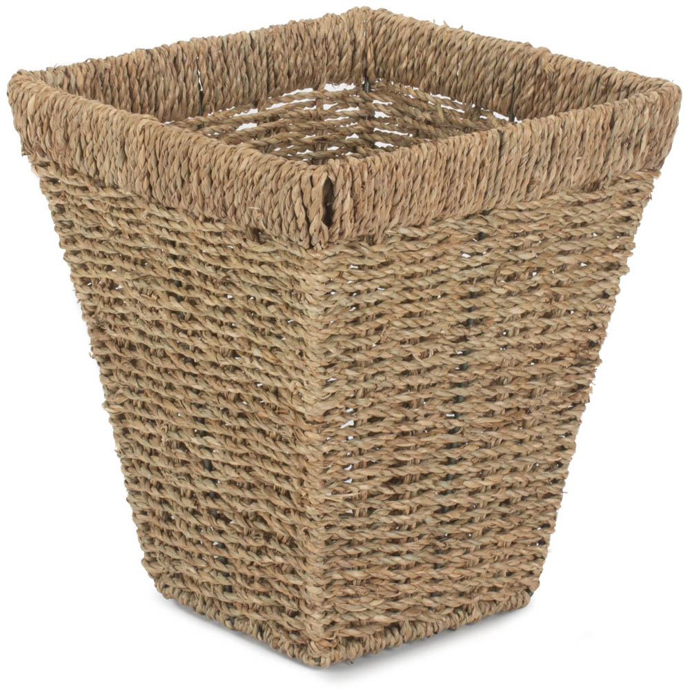 Red Hamper Seagrass Square Waste Paper Basket Bin Image 1
