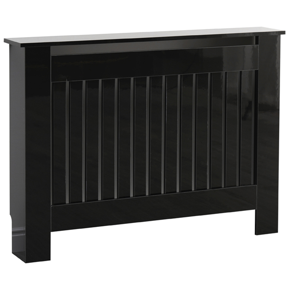 Portland Vertical Slat High Gloss Black Radiator Cover Medium Image 1