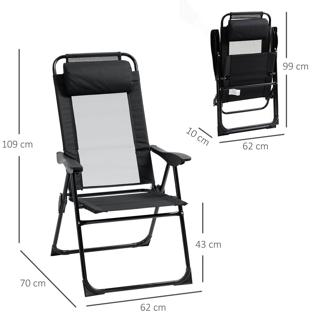 Outsunny Set of 2 Black Foldable Sun Lounger Image 8