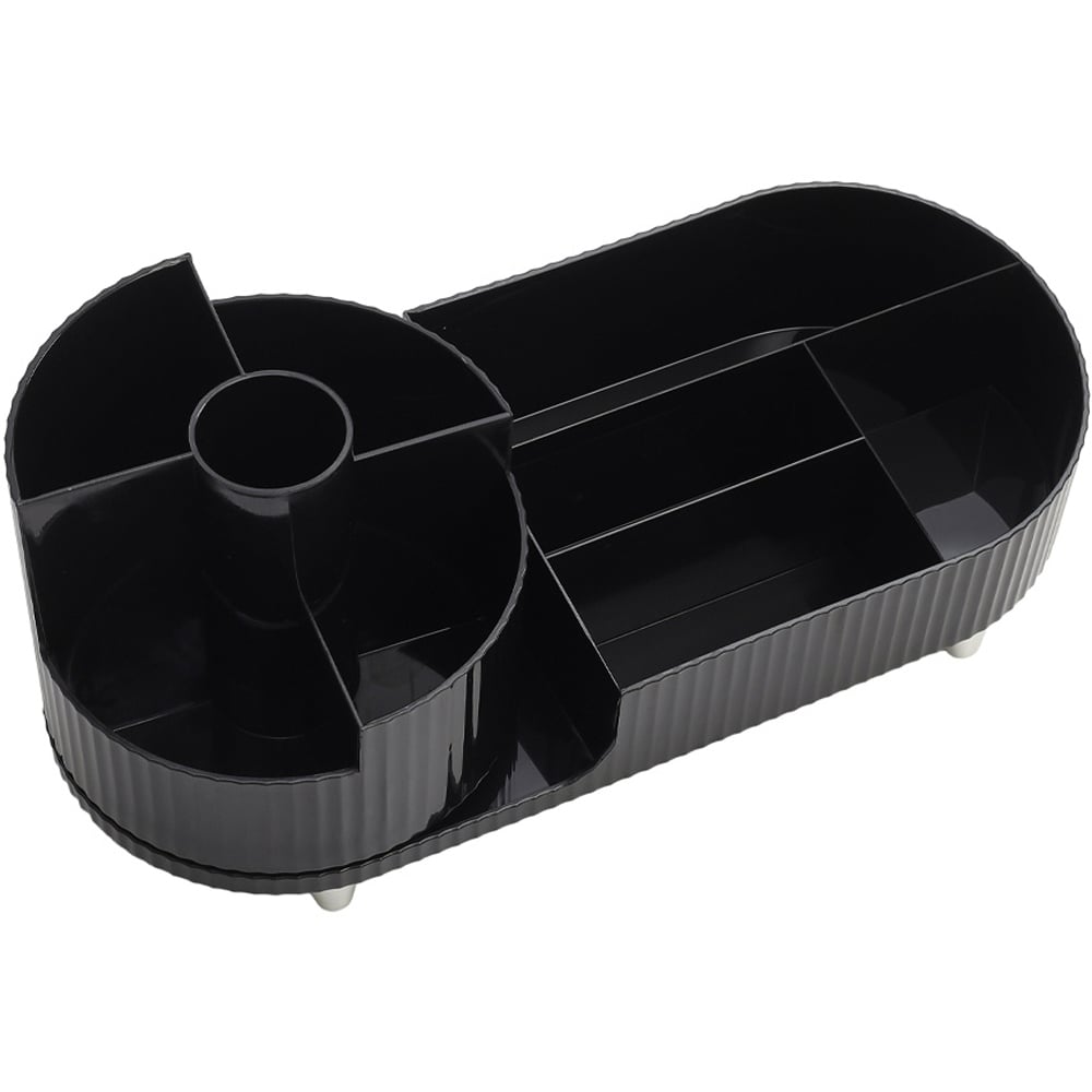 H&O Direct Black Makeup Organiser with Rotating Brush Holder Image 2