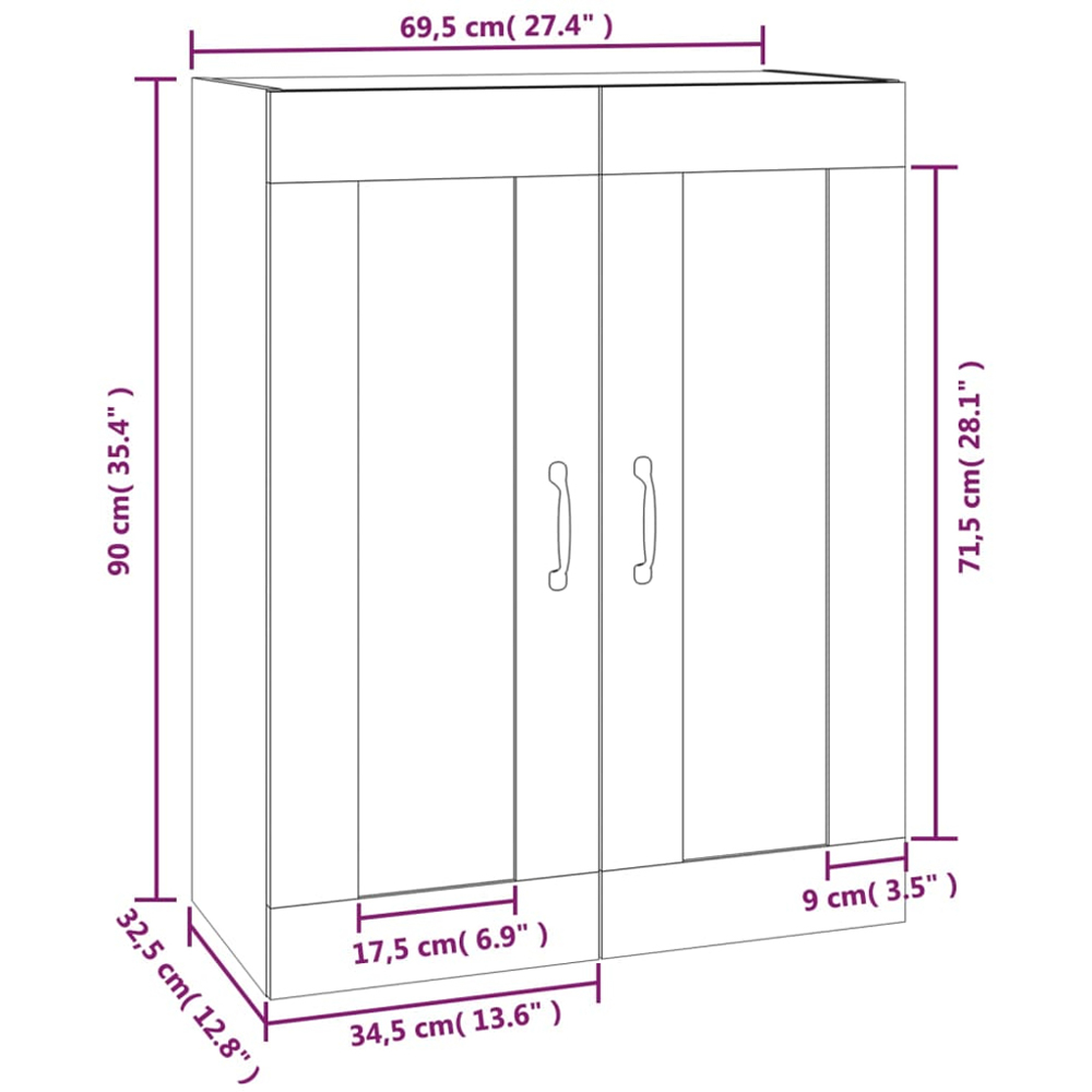 vidaXL 2 Door Concrete Grey Hanging Wall Cabinet Image 9