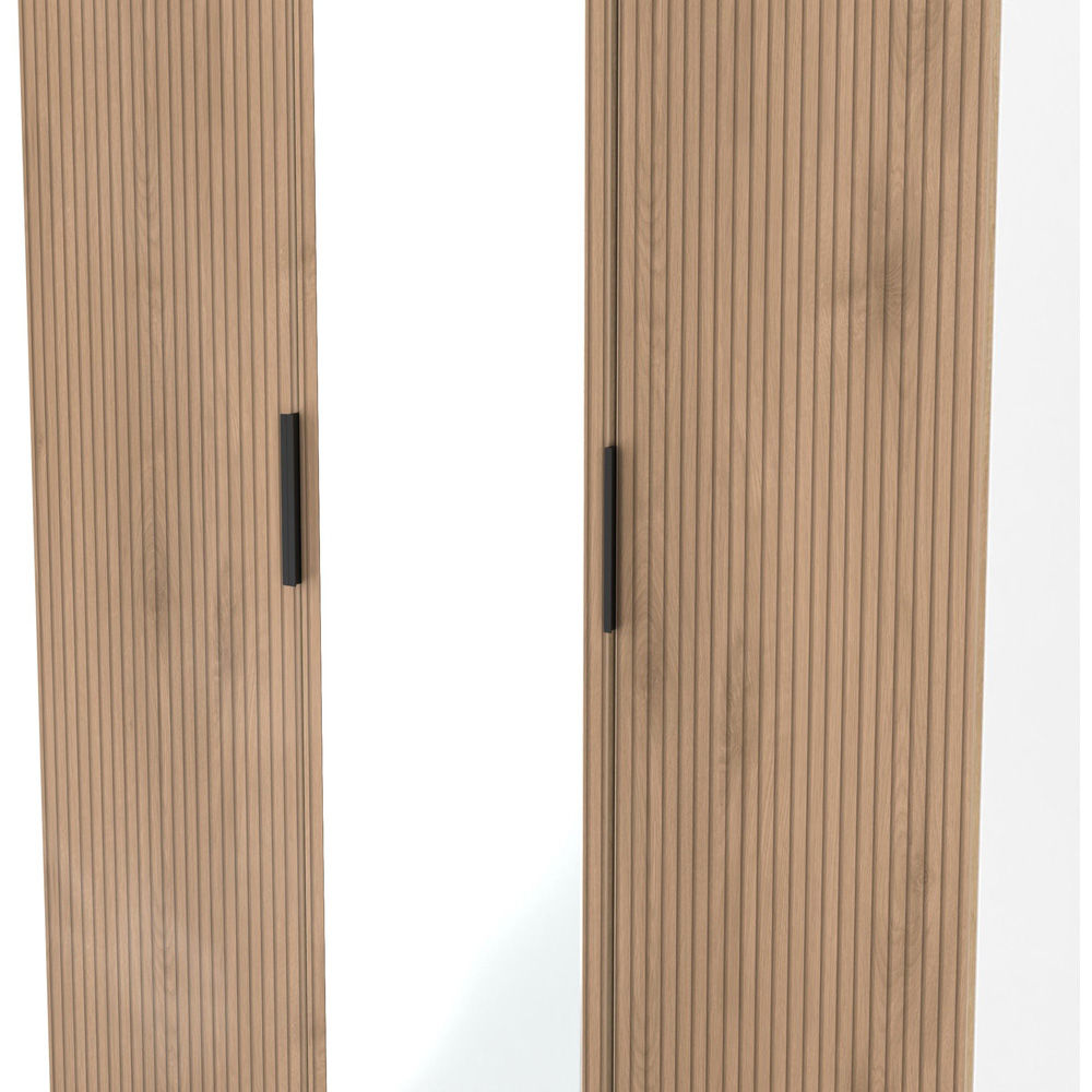 Crowndale Java 3 Door Slatt Effect and White Tall Mirrored Wardrobe Ready Assembled Image 5