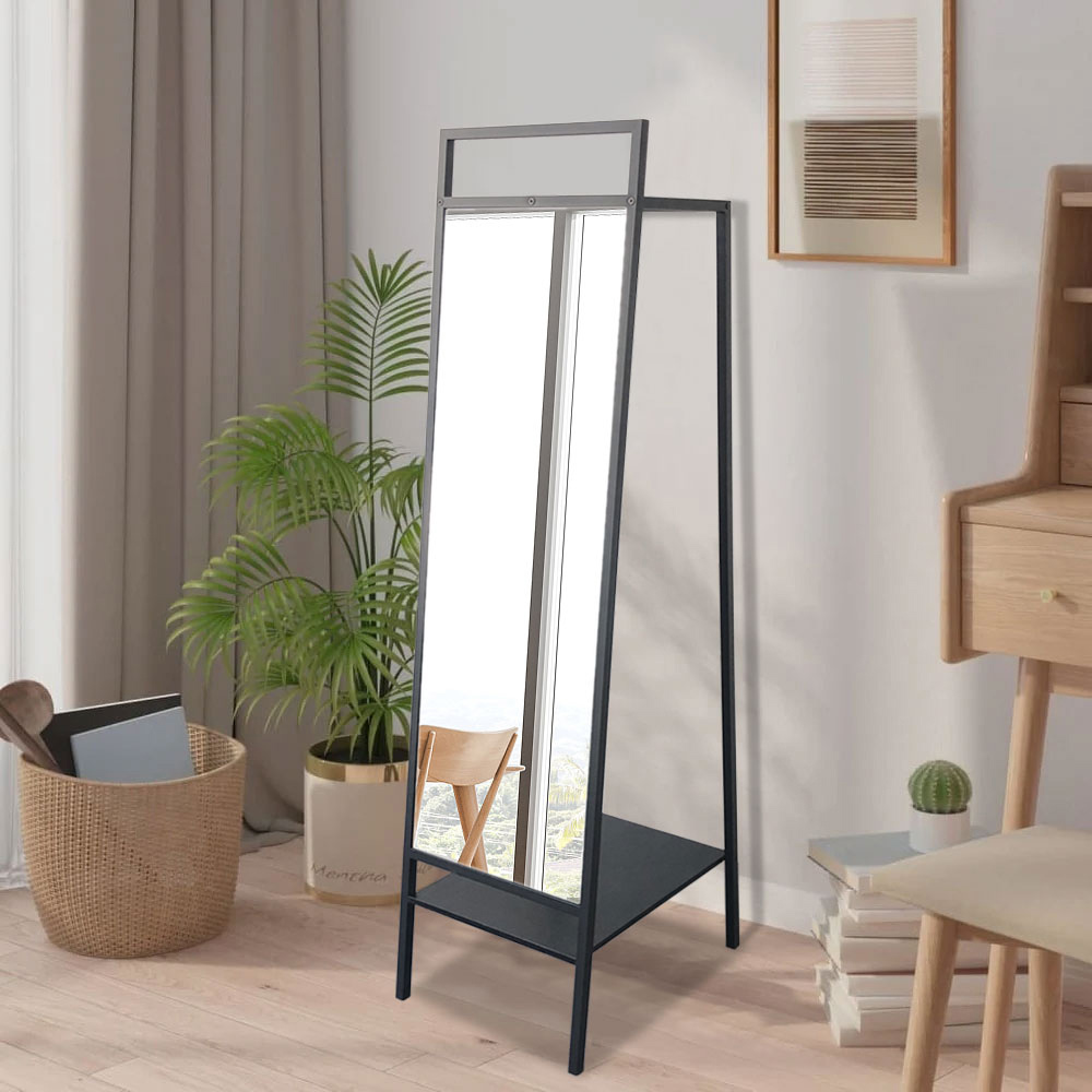 Living and Home Metal Floor Mirror with Coat Rack Image 5