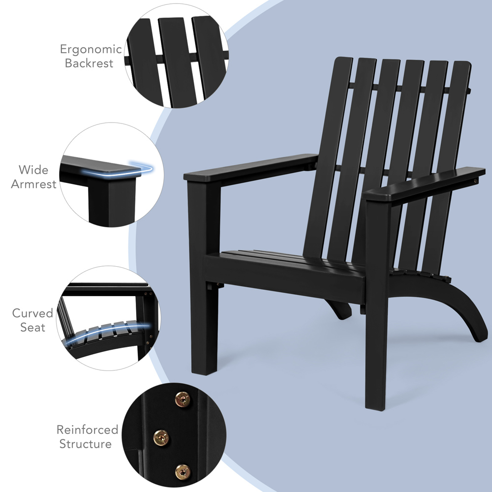 Costway Black Acacia Wood Adirondack Garden Chair Image 6