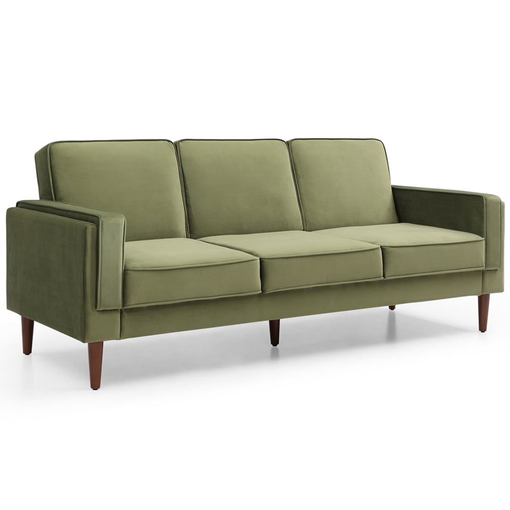 Asher 3 Seater Olive Velvet Sofa Bed Image 3
