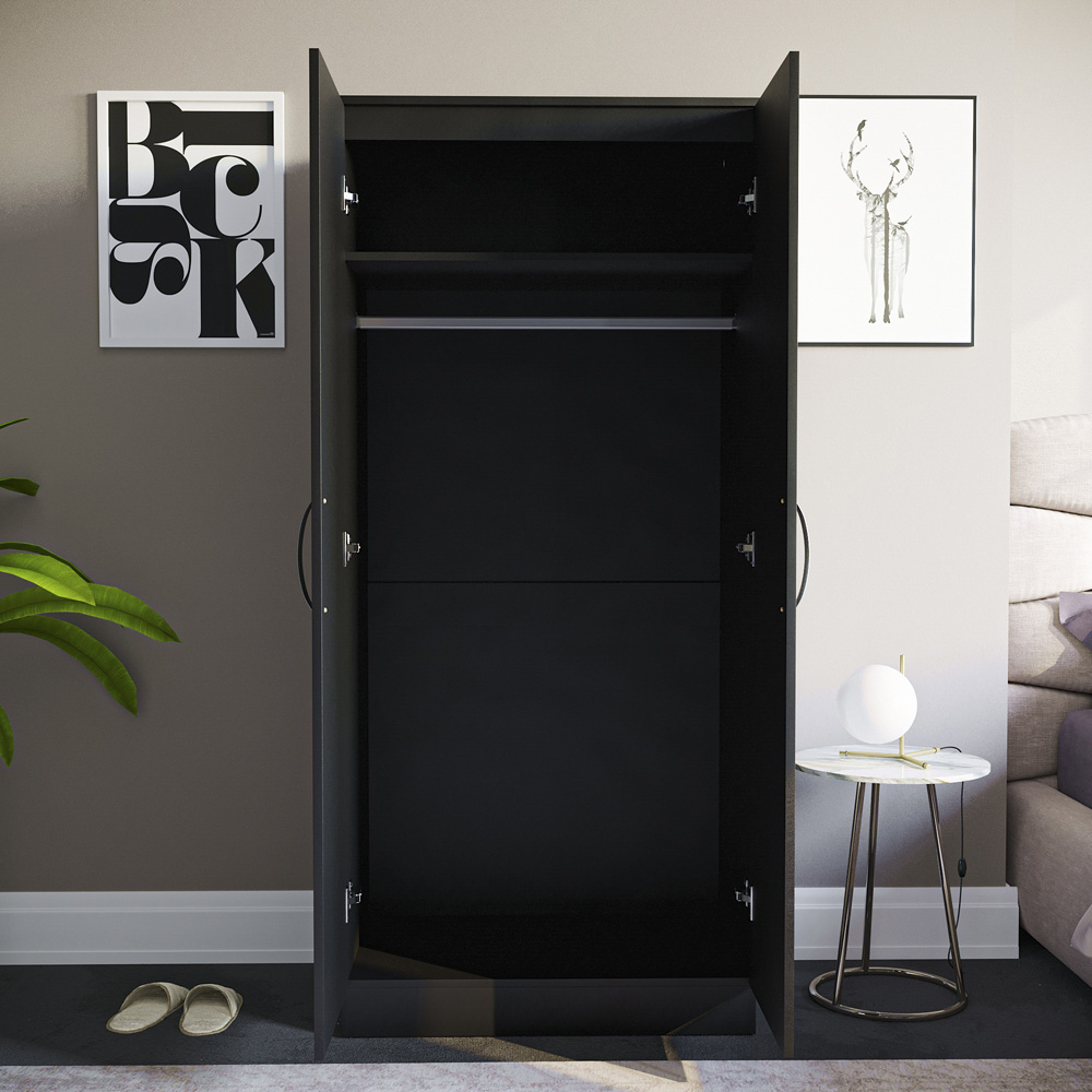 Vida Designs Hulio 2 Door Black Wardrobe Image 6