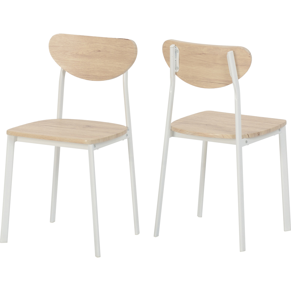 Seconique Riley Set of 2 White Light Oak Effect Veneer Dining Chair Image 2
