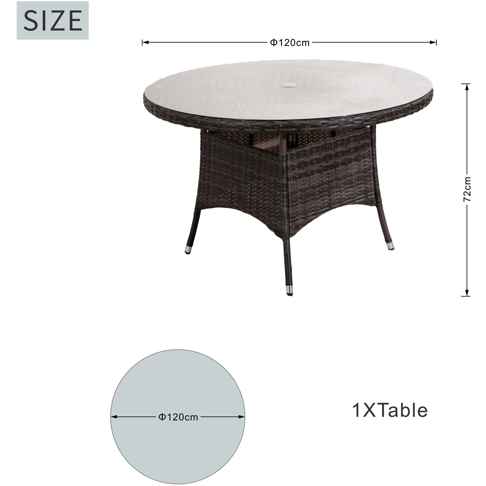 Direct Wicker 4 Seater Rattan Glass Top Round Outdoor Dining Table Brown Image 7