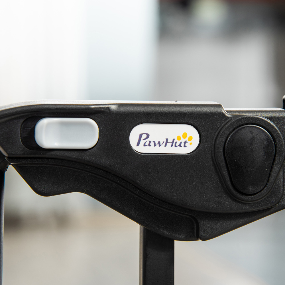 PawHut Black 74-80cm Pine and Metal Pet Safety Gate with Cat Door Image 4