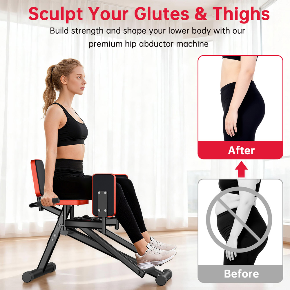 Rattrix Black Leg Trainer Hip Abductor Machine with 2-Level Adjustable Resistance Image 5