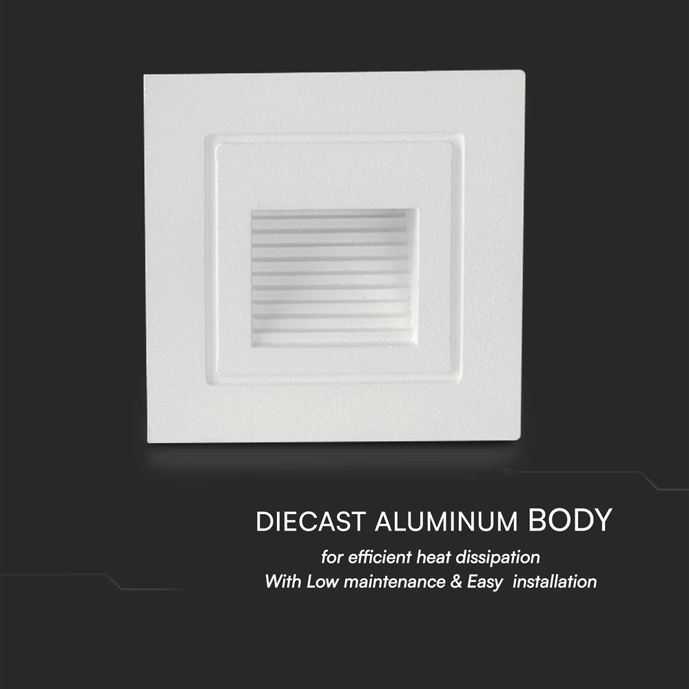 V-TAC 4 Pack 3W White Square Warm White LED Step Light Image 7