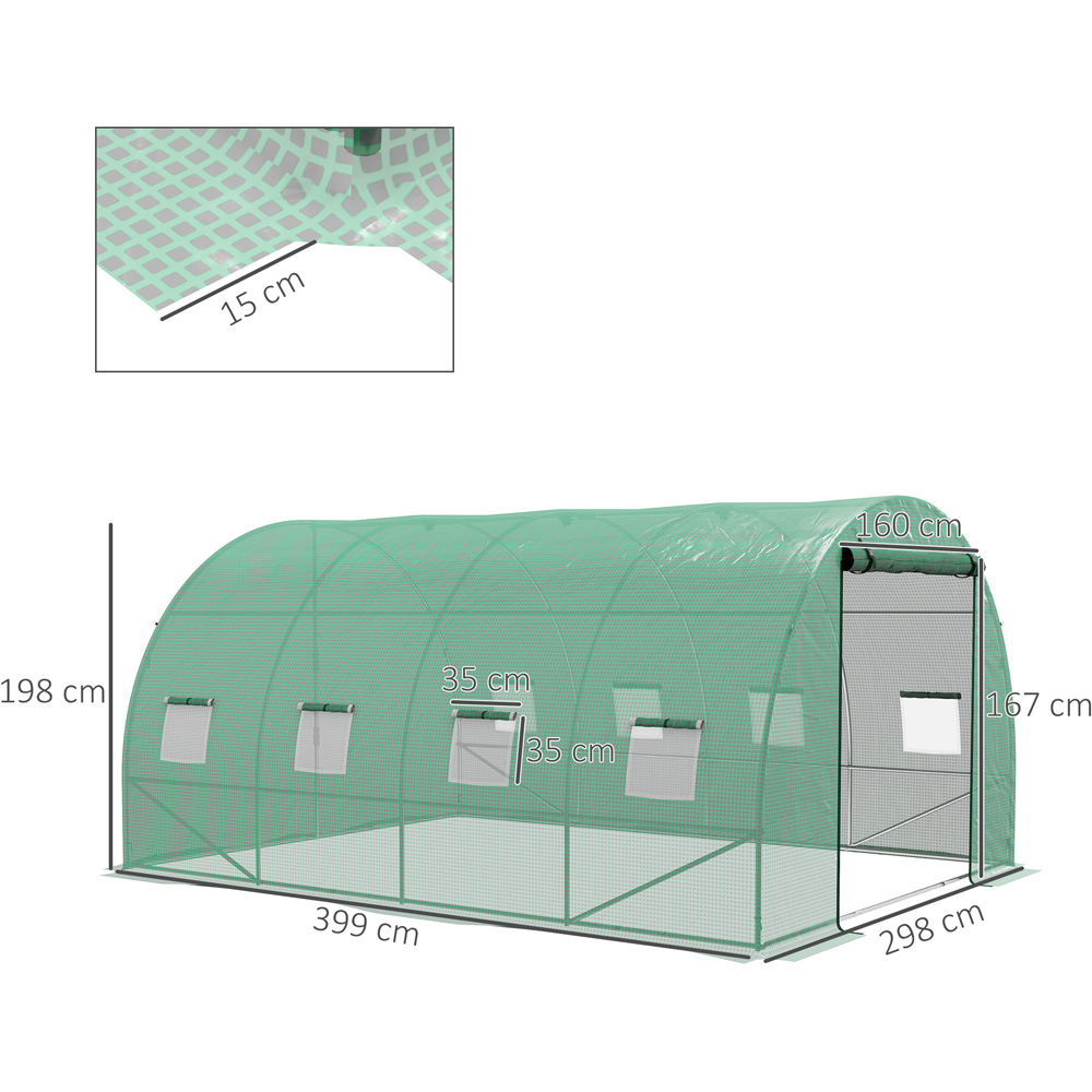Outsunny Green PE Cover 4 x 3m Walk In Greenhouse with Sprinkler System Image 7