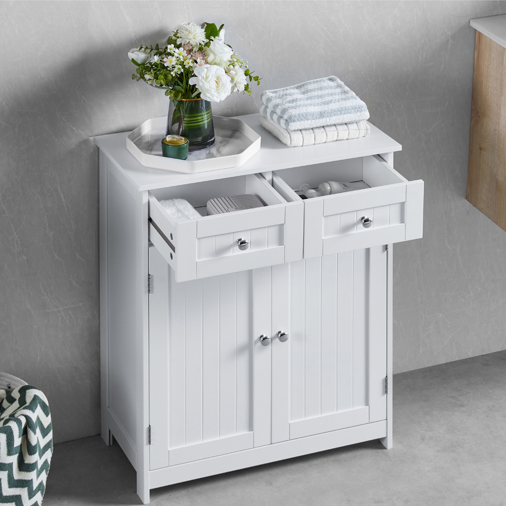 BATH VIDA Priano White 2 Drawer 2 Door Floor Cabinet Image 4