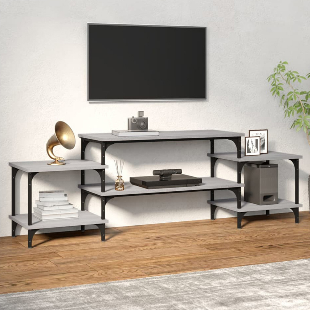 vidaXL 5 Shelf Concrete Grey TV Cabinet Image 1