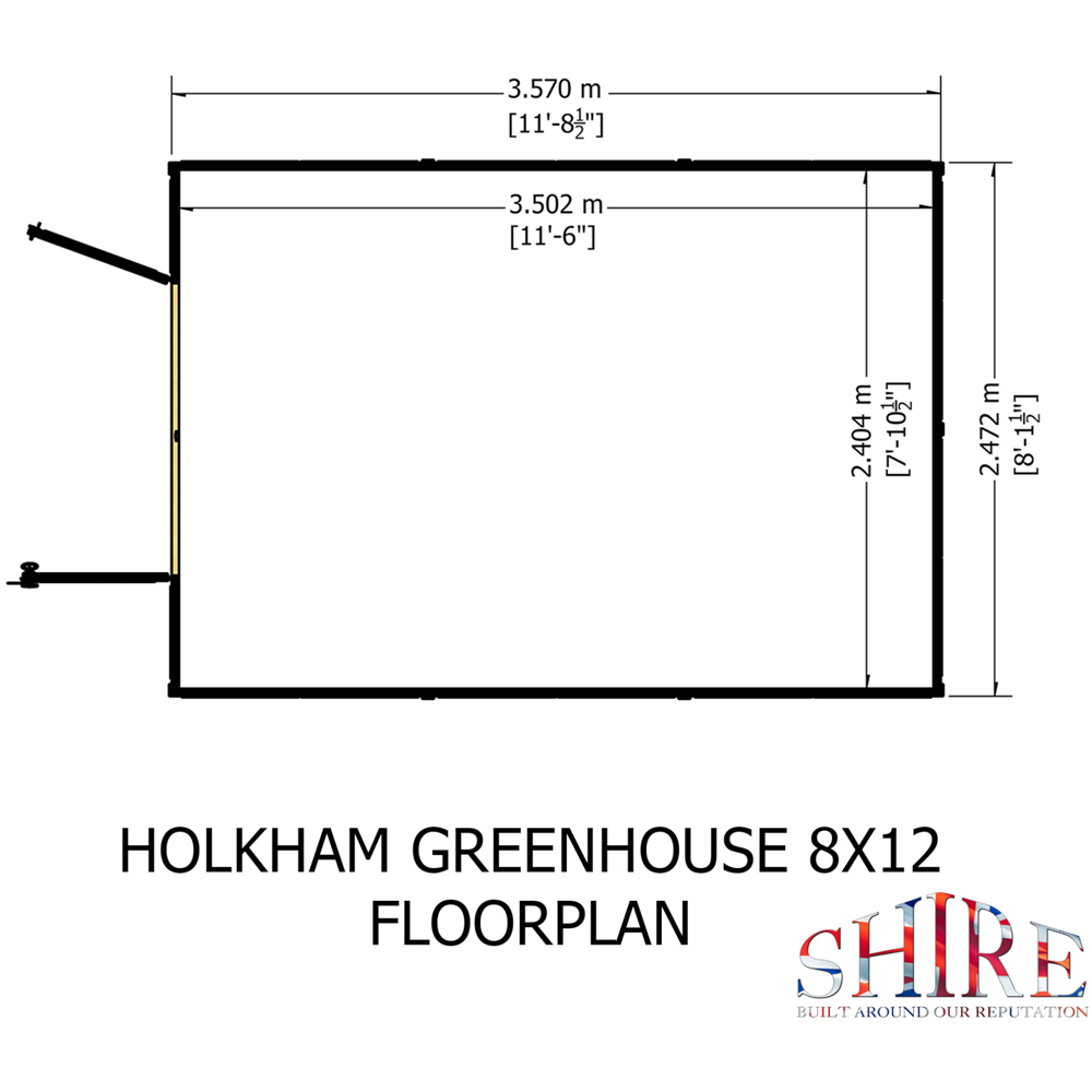 Shire Holkham 8 x 12ft Glazed Toughened Glass Greenhouse Image 7