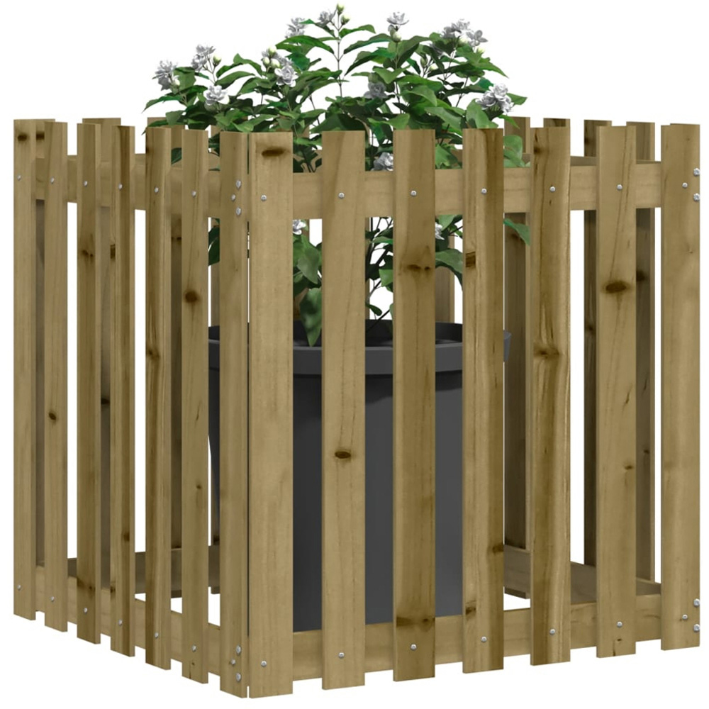 vidaXL Brown Pine Wood Garden Planter 70 x 70 x 70cm Image 2