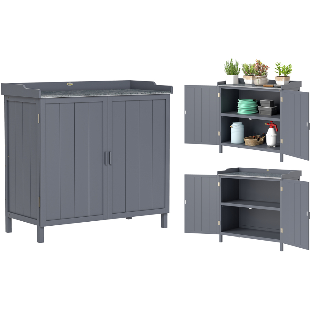 Outsunny 2-in-1 Grey Garden Storage Cabinet Image 3