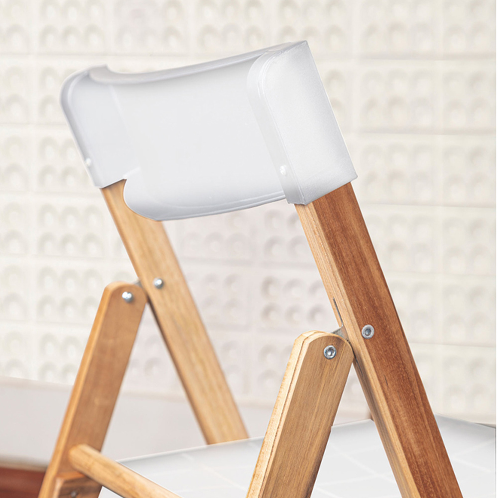Tramontina Teak Wood 2 Seater Folding Bistro Set White Image 3