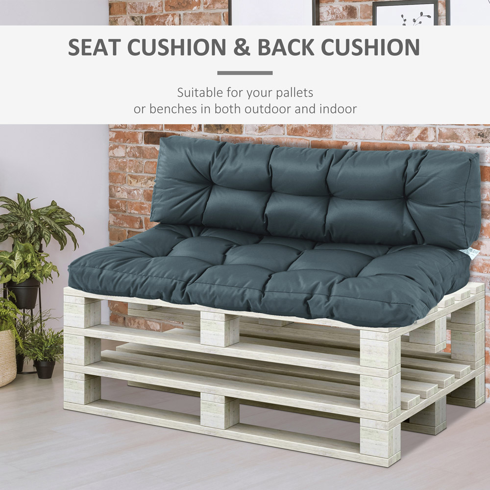 Outsunny Dark Grey 2 Piece Tufted Pallet Seat and Back Cushion Image 4