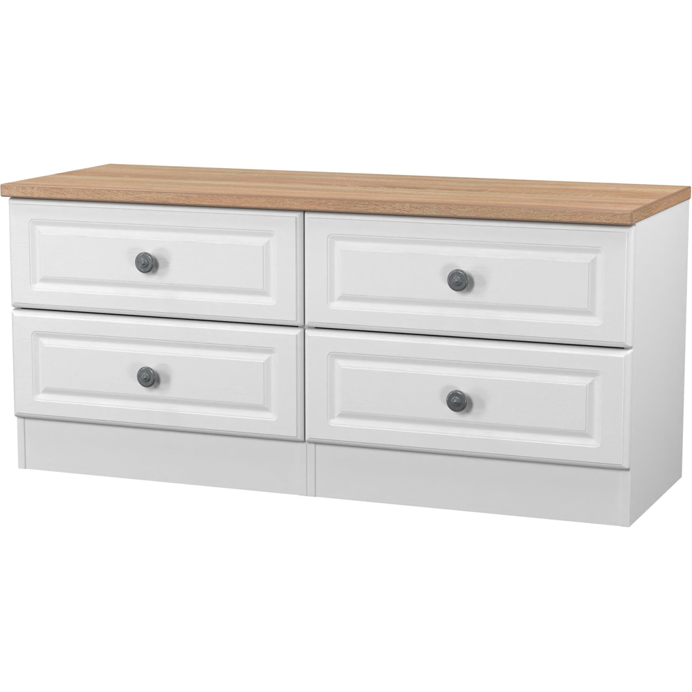 Crowndale Norfolk 4 Drawer White Ash and Bardolino Oak Bed Box Ready Assembled Image 3