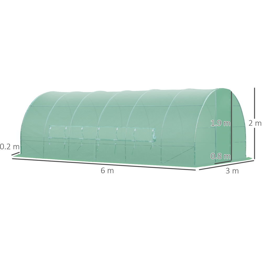 Outsunny Green Steel 10 x 20ft Walk In Polytunnel Greenhouse Image 8