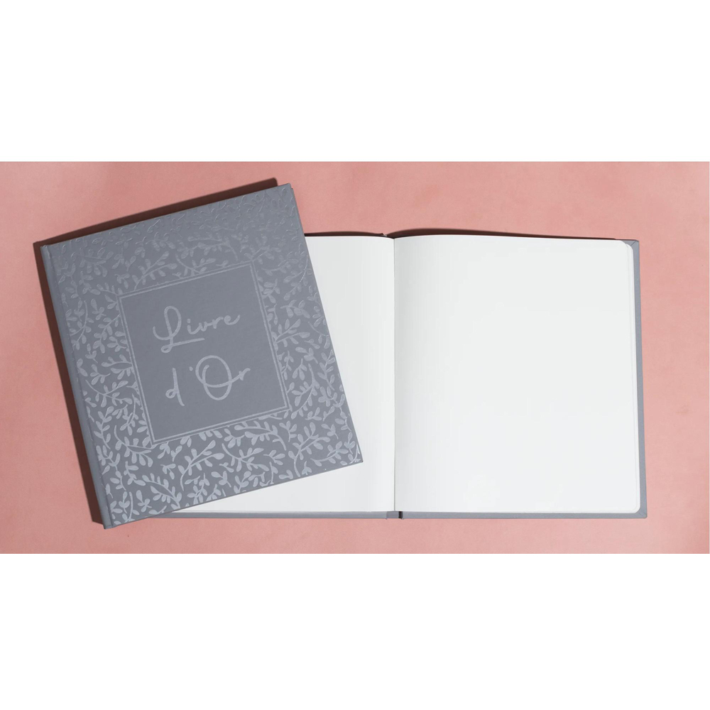 Exacompta AutentiK Blue and Grey Floral Design Guest Book with Crystal Box 140 Pages Image 2