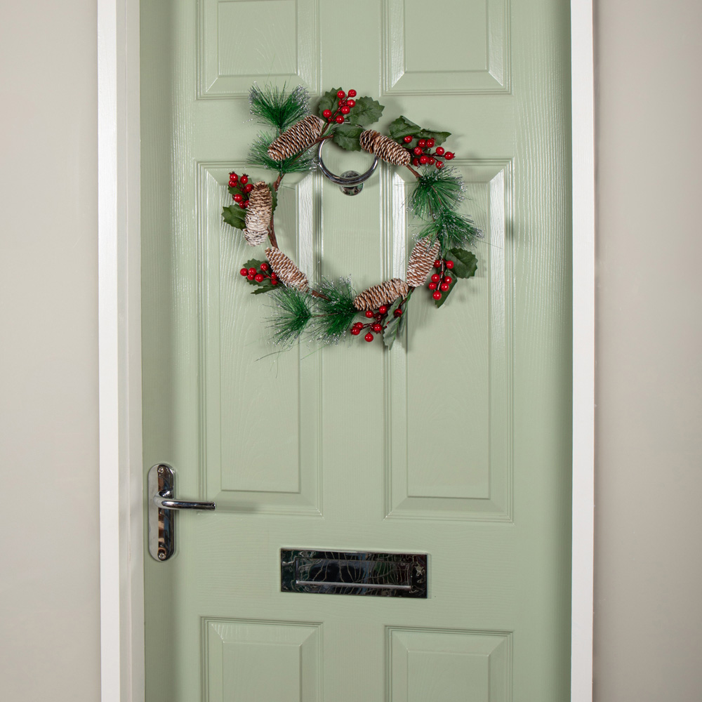 Samuel Alexander Wreath with Red Berries and Pinecones 40cm Image 2