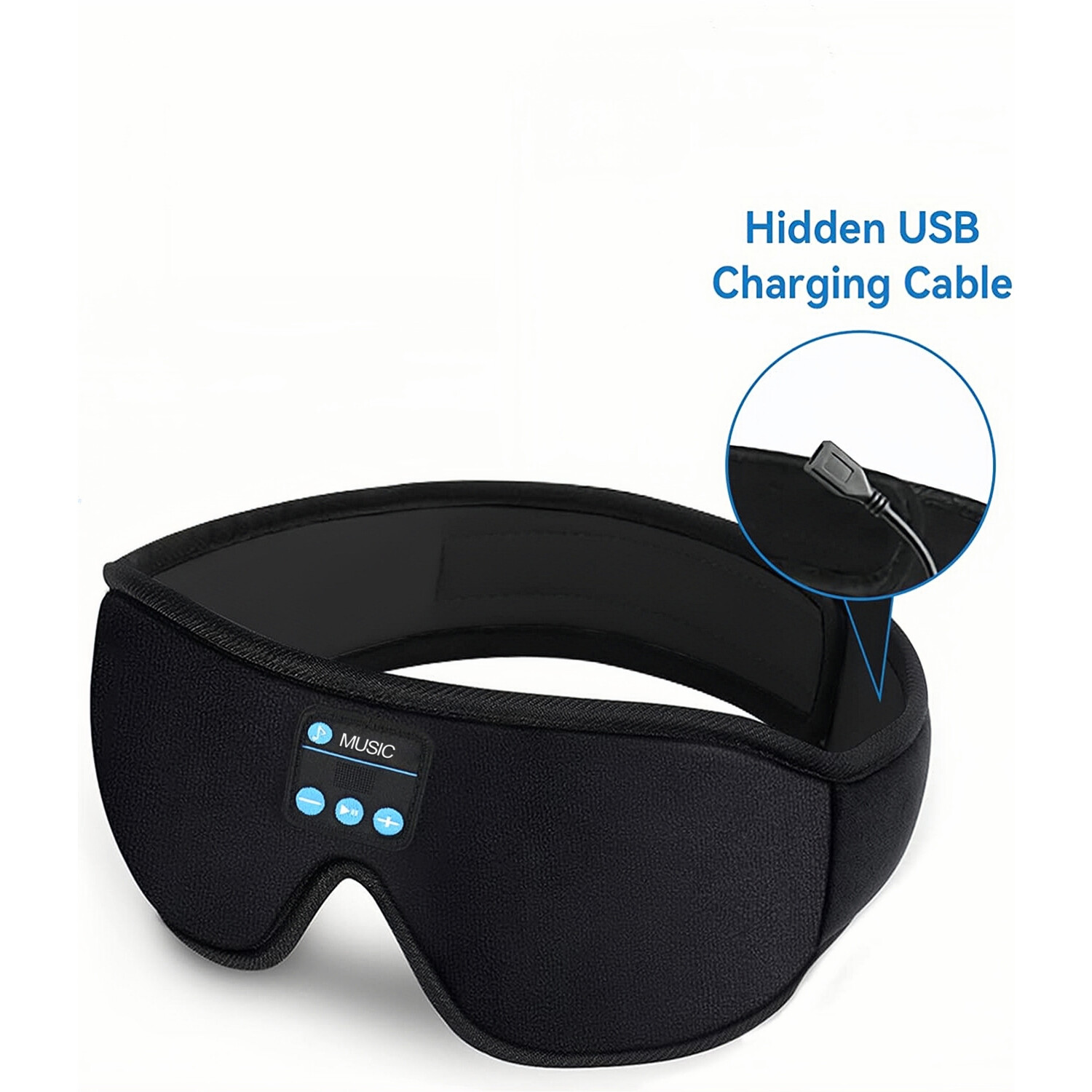 Sleep Mask with Headphones and White Noise - Black Image 4