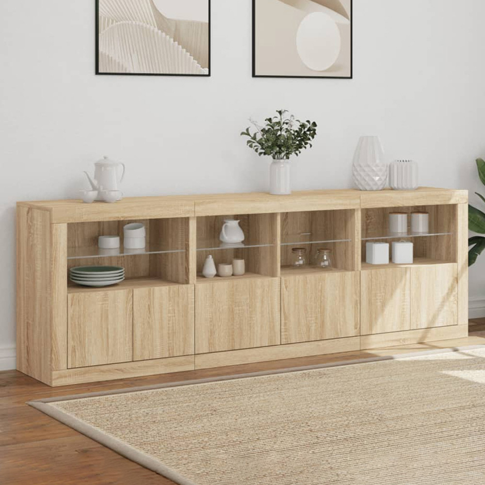 vidaXL 6 Door 8 Shelf Sonoma Oak LED Sideboard 3 Piece Image 1
