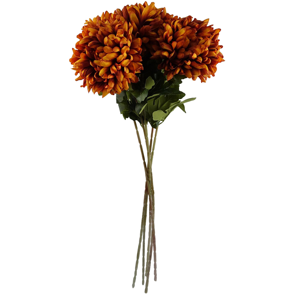 Leaf Orange Extra Large Reflex Chrysanthemum Single Stem Artificial Flower 2.5ft 6 Pack Image 1