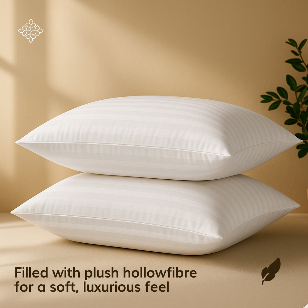 Opulent Home White Striped Medium-Firm Anti-Allergy Pillow 2 Pack Image 7