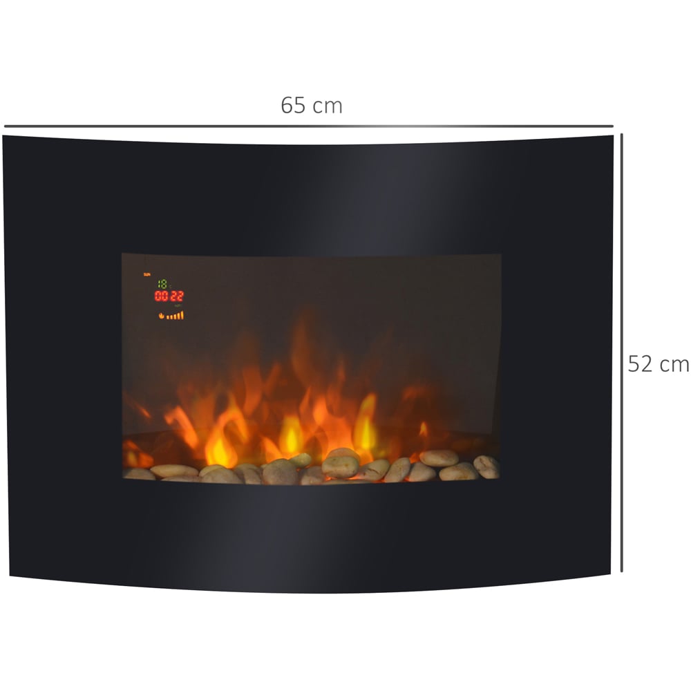 HOMCOM Ava Black LED Curved Electric Wall Fireplace Heater 1800W Image 9