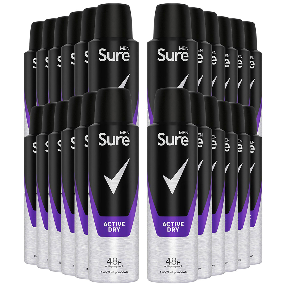 Sure Men 48H Protection Anti-Perspirant Active Dry Deodorant Spray 150ml 24 Pack Image 1
