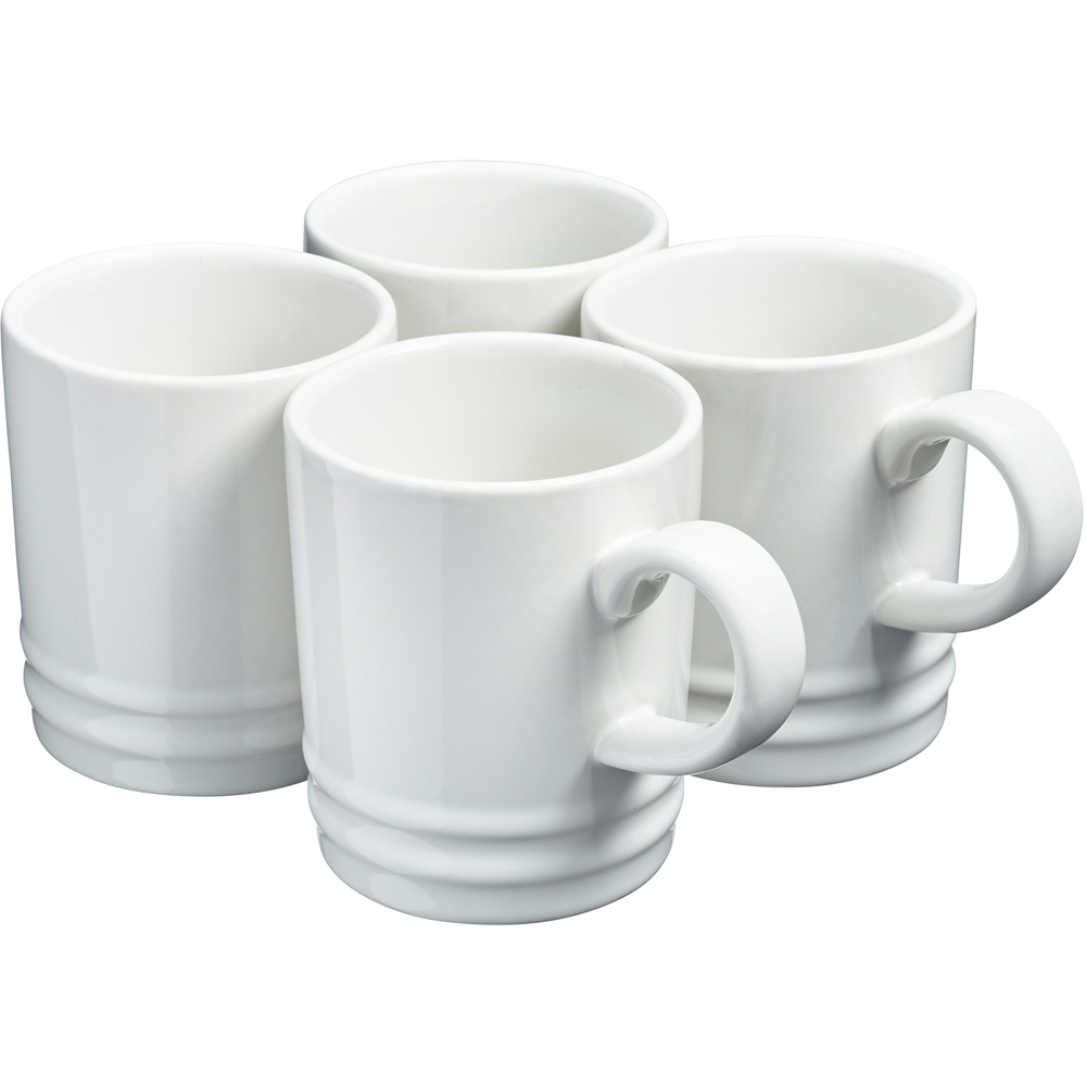 Cooks Professional White Stoneware Coffee Mugs 4 Pack Image 1